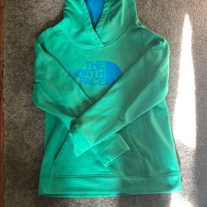 Medium north face green and blue hoodie